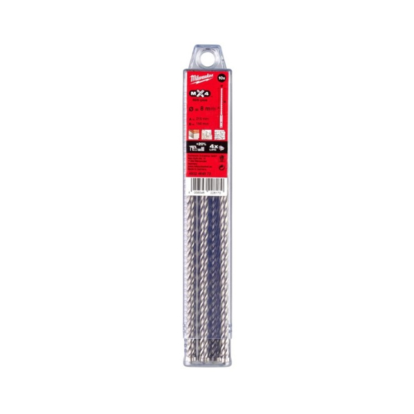 밀워키 SDS+ 4날 드릴비트 8x215mm 세트 10PC Gen2 129305855 I457338