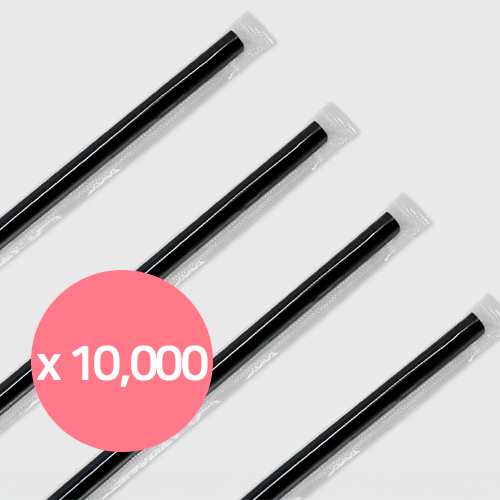 아이스 빨대 일자형 블랙(21cm/개별포장/10000개입)