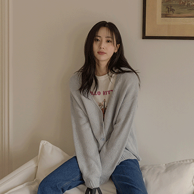 [6DA29671NN_고양이 프린팅 오가닉티셔츠] 저스트원