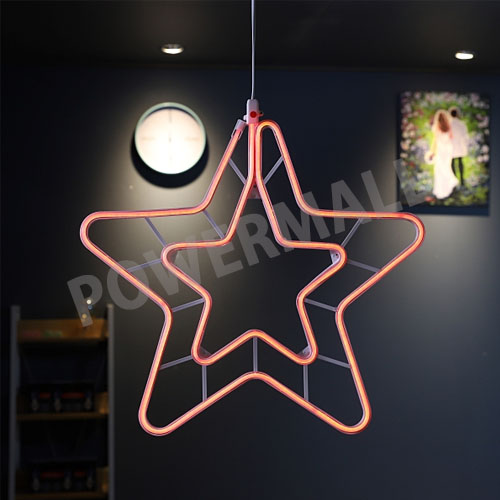 LED 크리스마스 트리구 이중별 네온플렉스 55cm 무점멸 레드 정류기 별도 I284809
