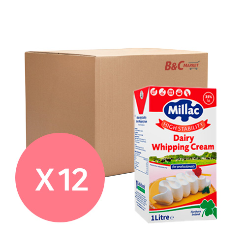 [밀락/무배]하이스테빌리티 동물성 휘핑크림(1Lx12개/35%)