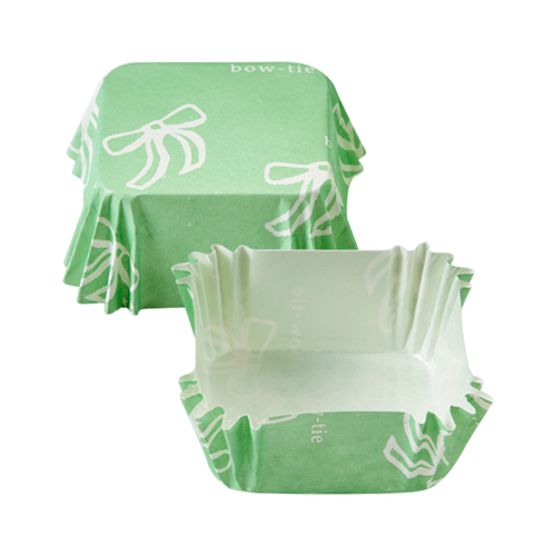 [팬리스]미니 사각 유산지컵(45mm/그린타이/24매)