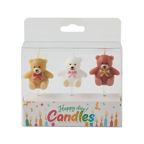 3D 양초세트-브라운 곰돌이 3종