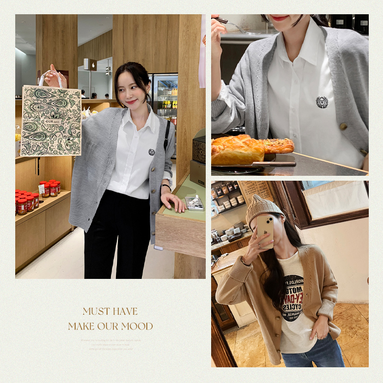 노스 브이넥 가디건