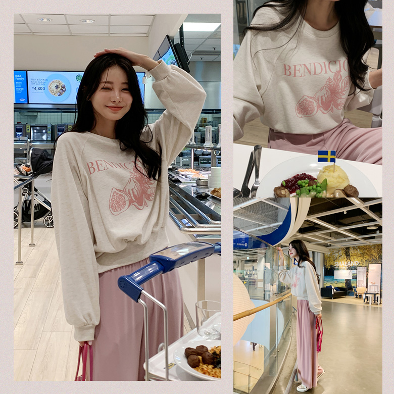 카딘 레터링 크롭 맨투맨