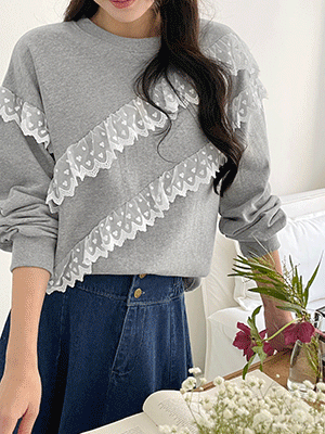 세린 레이스 프릴 맨투맨