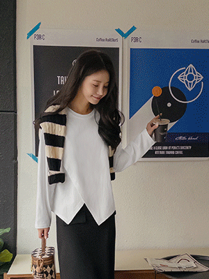 마즈 사선언발 티셔츠