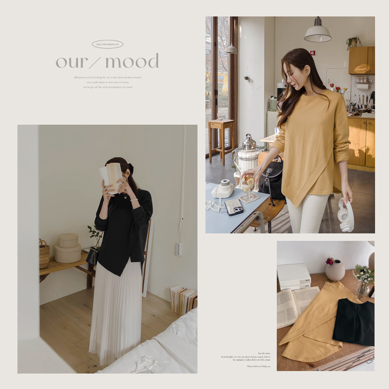 마루 사선언발 티셔츠