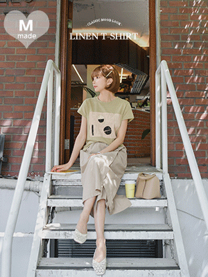 다인 나염 린넨 티셔츠