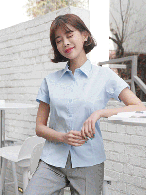 보루 무지 면스판 셔츠