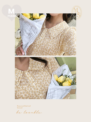 코미 플라워 쉬폰 블라우스