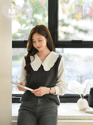 초닌 카라 울 니트 블라우스