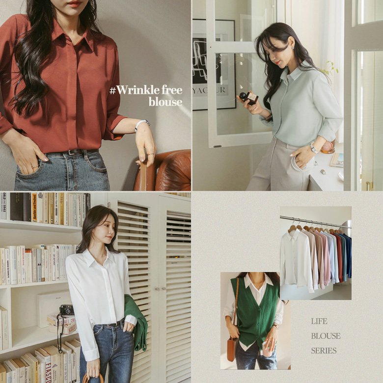 LIFE 링클프리 히든 블라우스