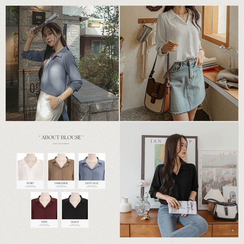 로하즈 카라 쉬폰 블라우스