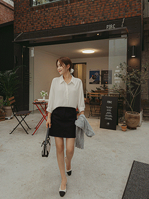 픽스 카라 7부 블라우스