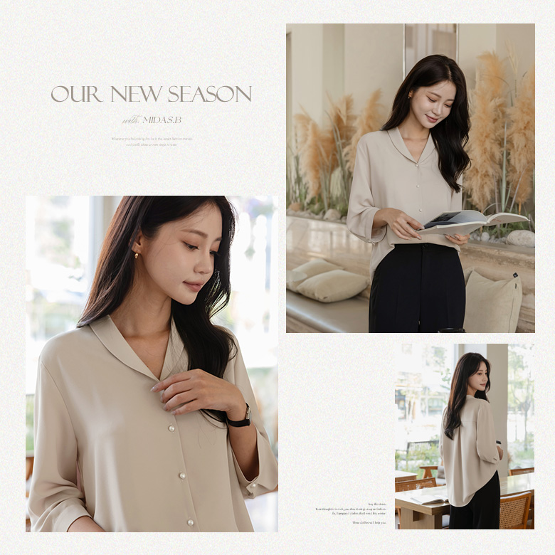 카인드 숄카라 7부 블라우스