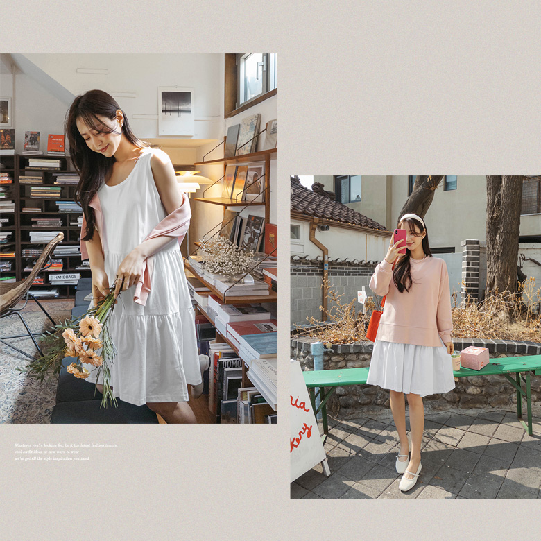 보울 레이어드 나시 원피스