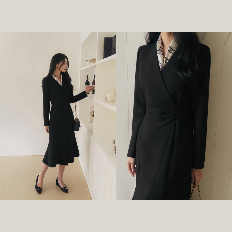 라룸 드레이핑 트임 원피스