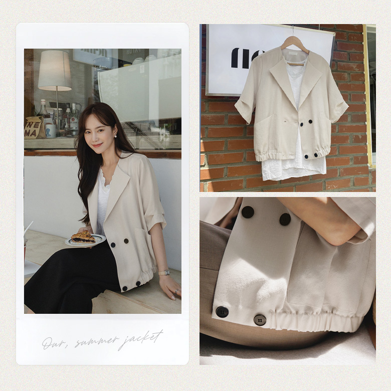 다인 더블버튼 핀턱 자켓