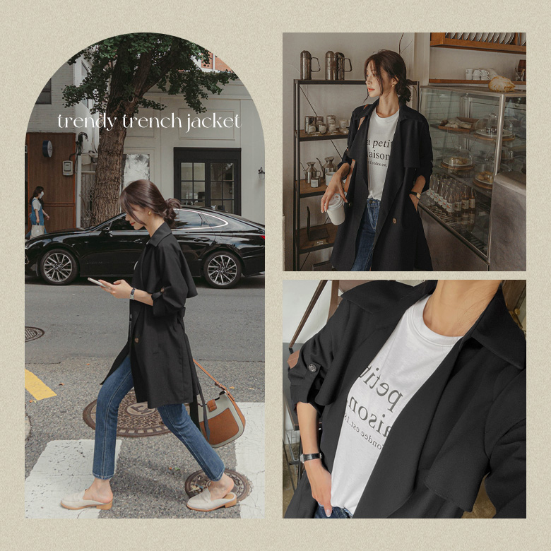 로딘 더블버튼 트렌치 자켓