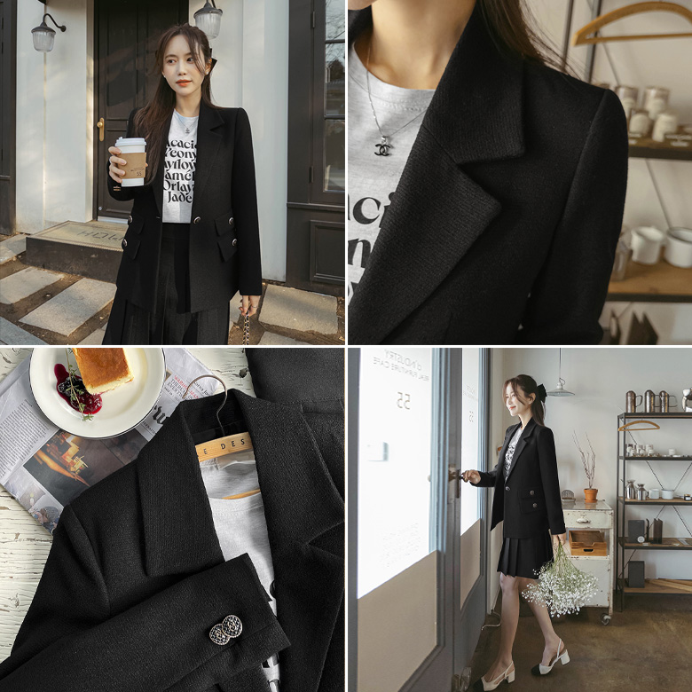 시아 금장버튼 자켓