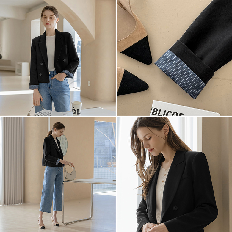 [뮤즈린] 아티니 더블버튼 크롭 자켓