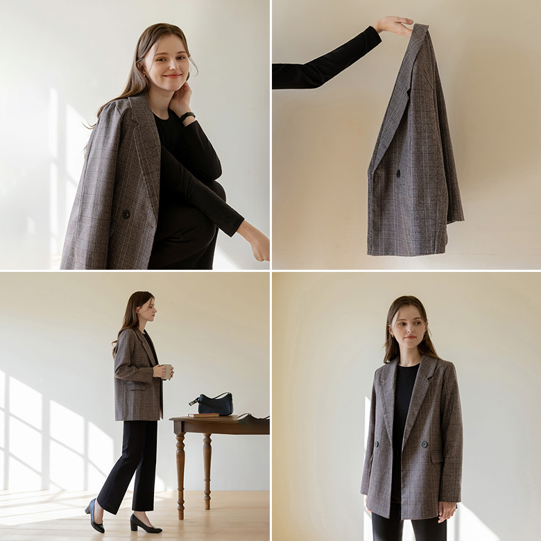 [뮤즈린] 베티 체크 데일리 자켓