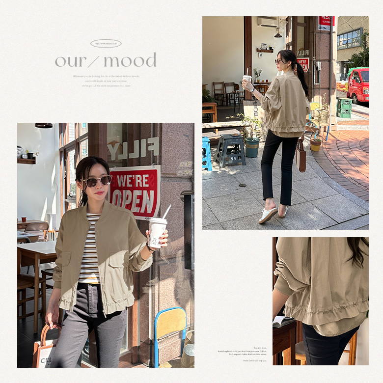 구오 자수 스트링 야상점퍼