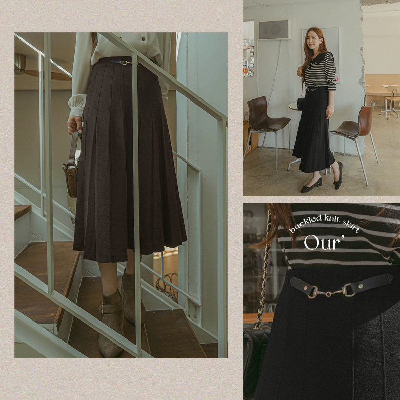 하우린 버클 니트 스커트 [밴딩]