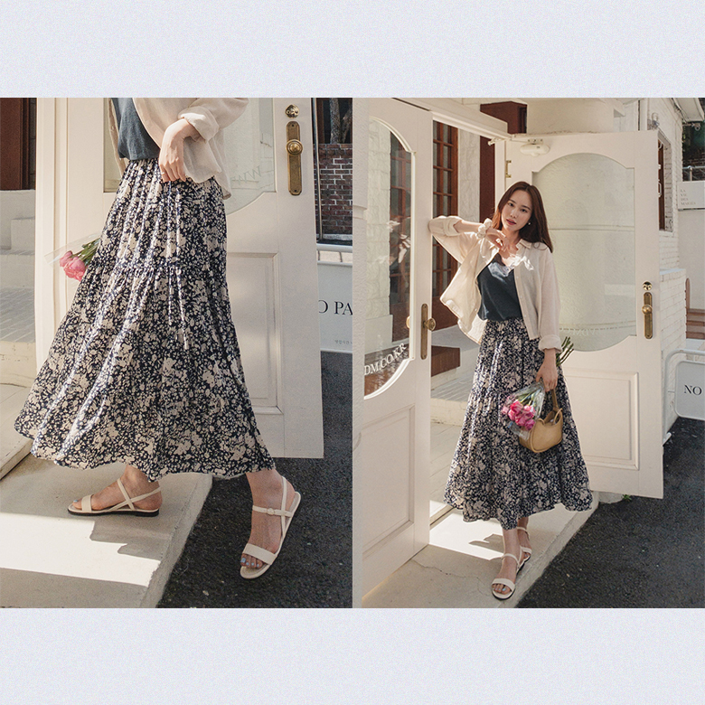 유미 플라워 롱 스커트 [밴딩]