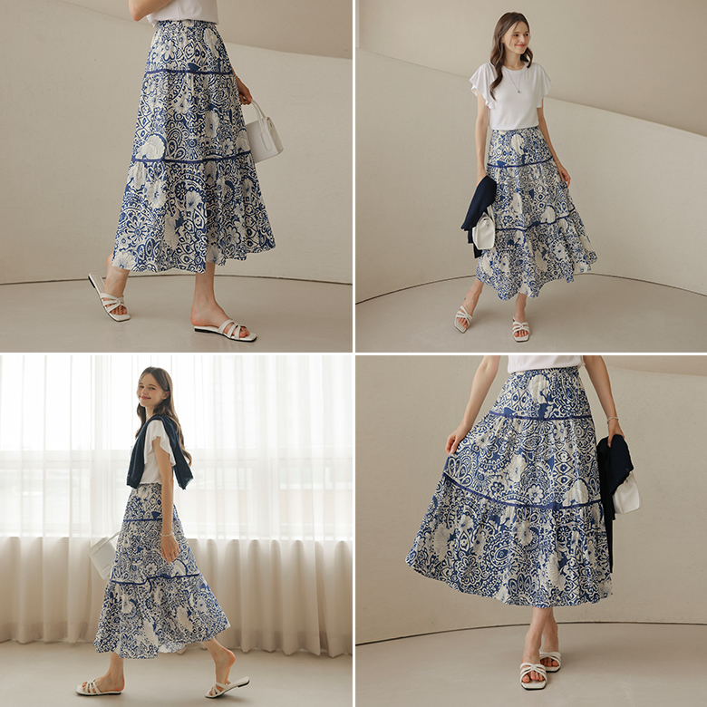 [뮤즈린] 다오 플라워 롱 스커트 [밴딩]