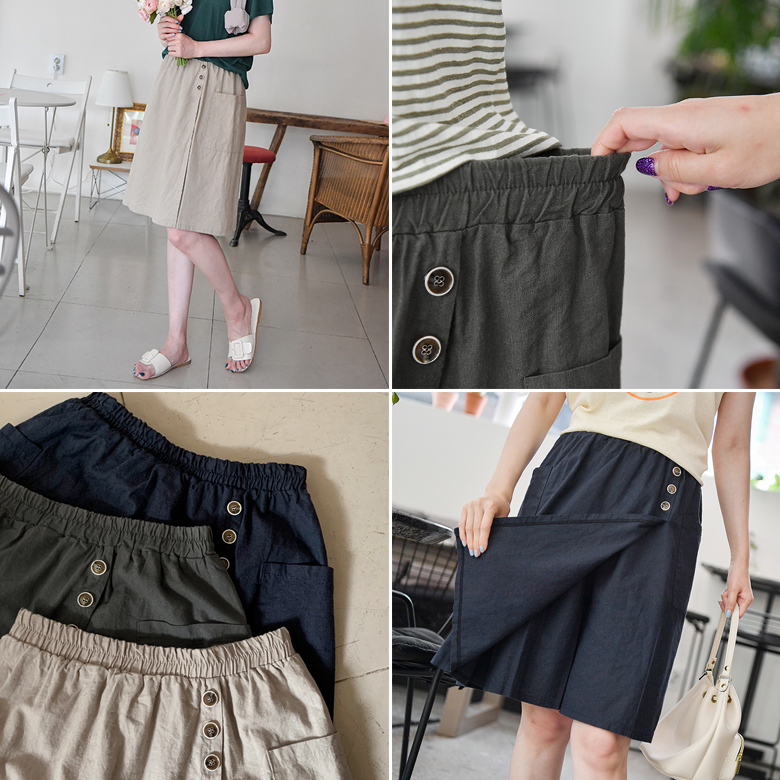 유리드 린넨 치마바지 [밴딩]