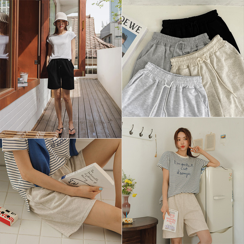 하누 트레이닝 5부 팬츠 [밴딩]