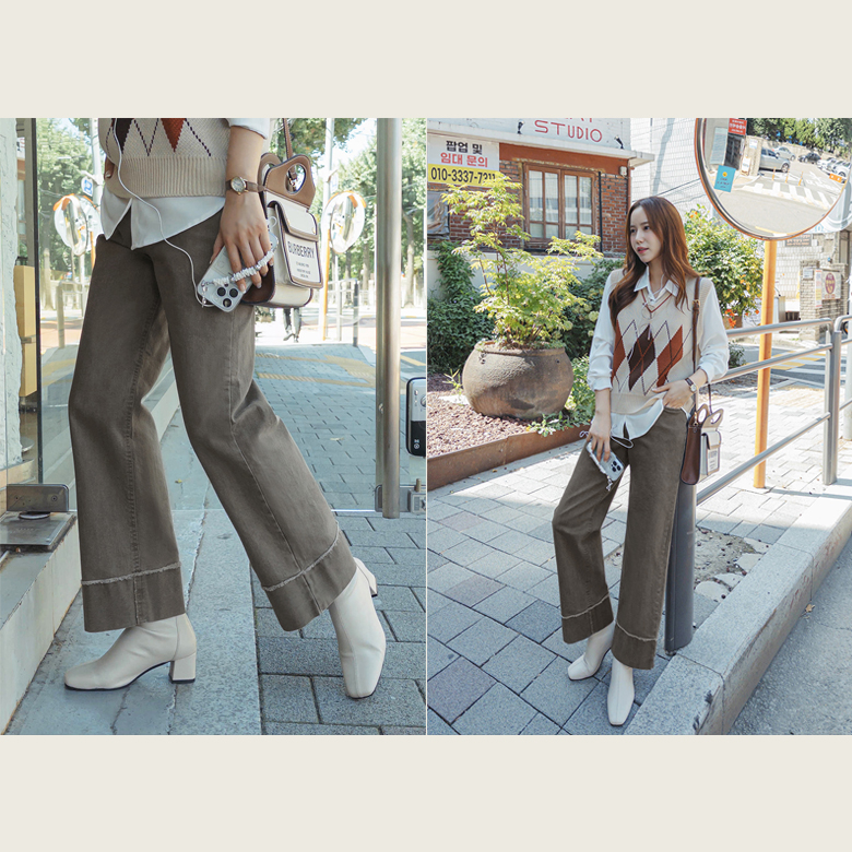 무아 자수 와이드 팬츠 [밴딩]