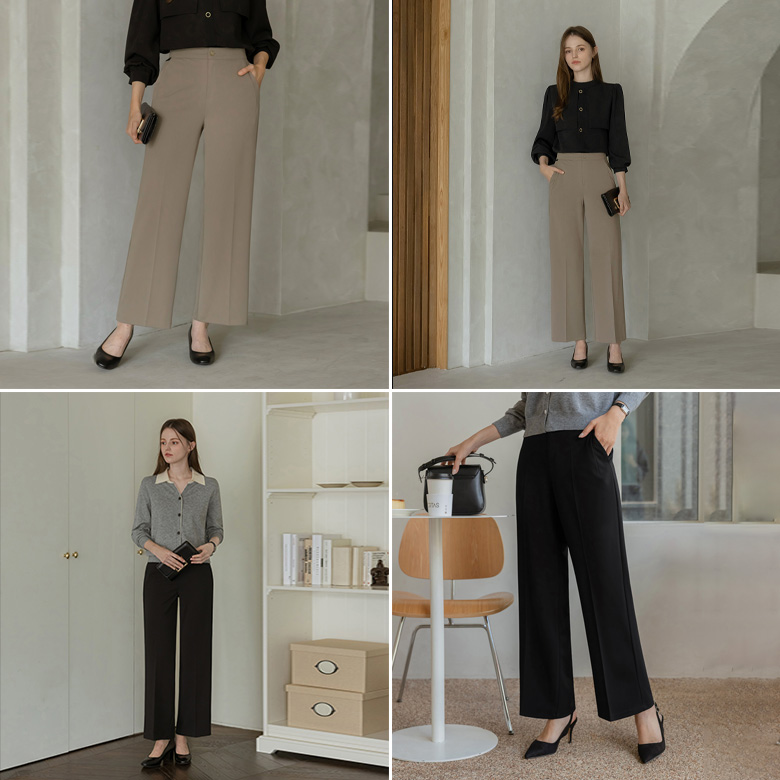 솔트 스판 와이드 슬랙스 [밴딩]