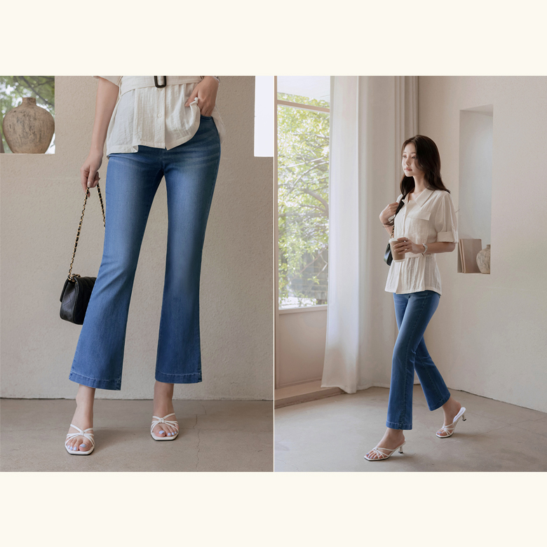 히른 워싱 부츠컷 데님팬츠 [밴딩]