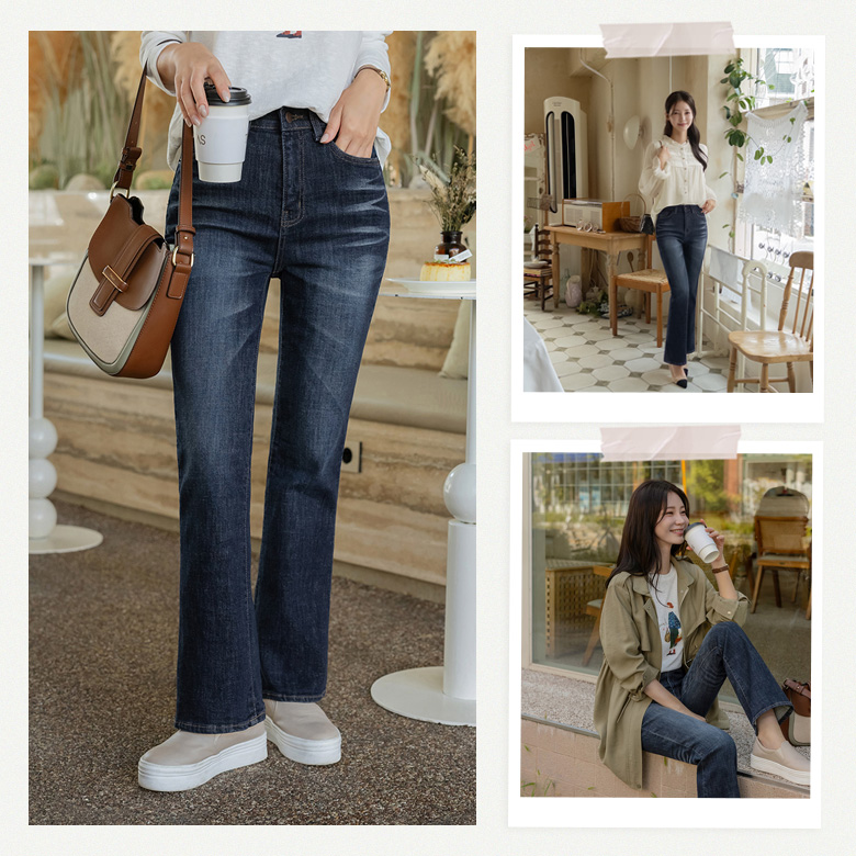 누아르 워싱 부츠컷 데님팬츠 [밴딩]